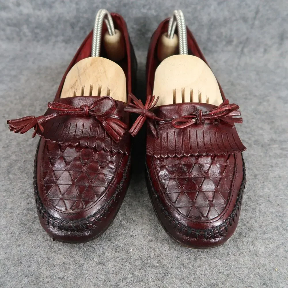 Johnston & Murphy Shoes Mens 8 Tassel Loafer Leather Woven Classic Dress Kiltie